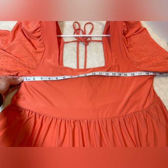 BCBG Orange Midi Dress with Eyelet Sleeves - Picture 11 of 11